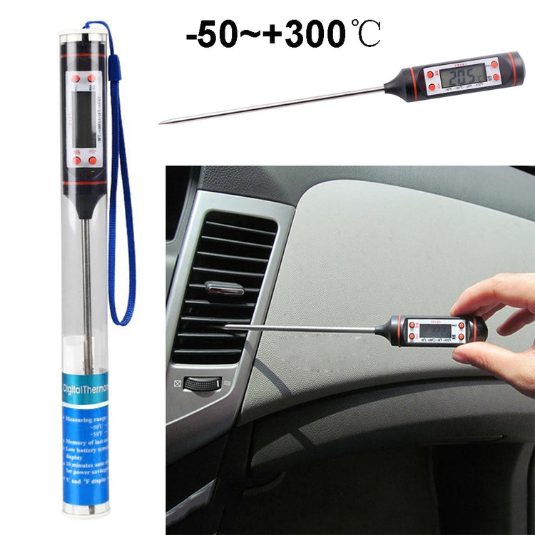 Car Vehicle Air Conditioning Outlet LCD Digital Thermometer Gauge Tool Automotive Air Conditioning Pencil Type Thermometer
