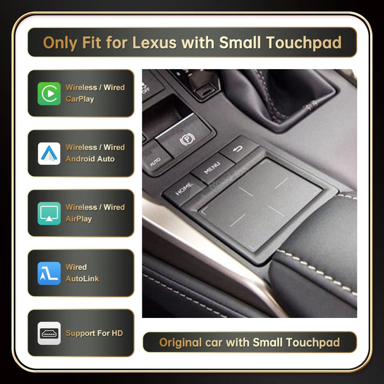 Roadtop Wireless Carplay for Lexus NX RX IS ES GS RC CT LS 2014-2019 with Android Auto Mirror Link Airplay Car Play Functions.