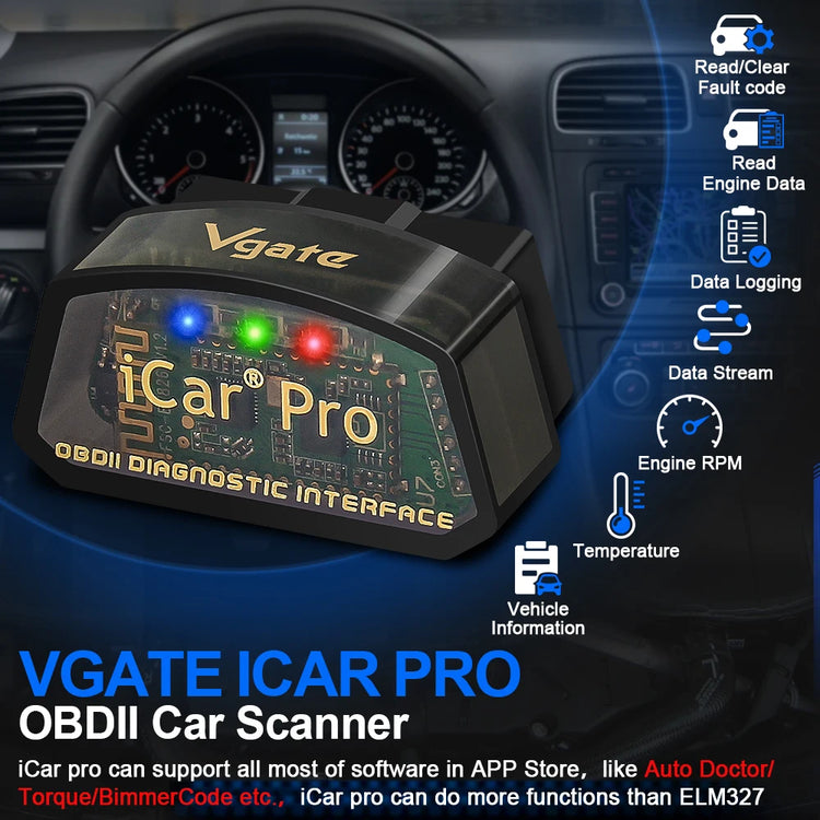 Icar Pro Elm327 V2.3 OBD 2 OBD2 Car Diagnostic Tools WIFI Bluetooth 4.0 for Android/Ios BT3.0 for Android ODB2 Car Scanner.