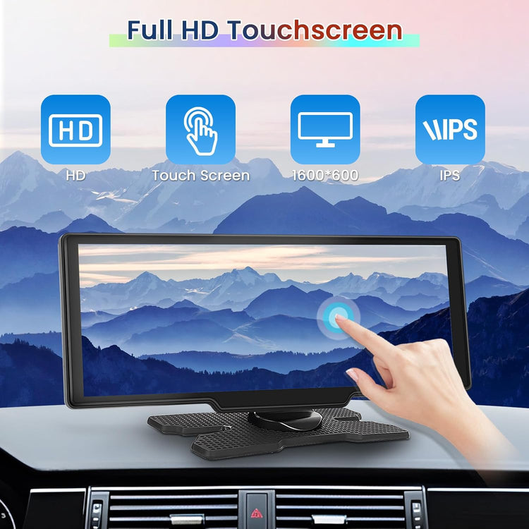 10.26 Inch Wireless Carplay Radio for Car, Wireless Android Auto Car Display Screen with Dual Bluetooth GPS AUX Hand Free Mirror Link FM Transmitter Sat Nav.