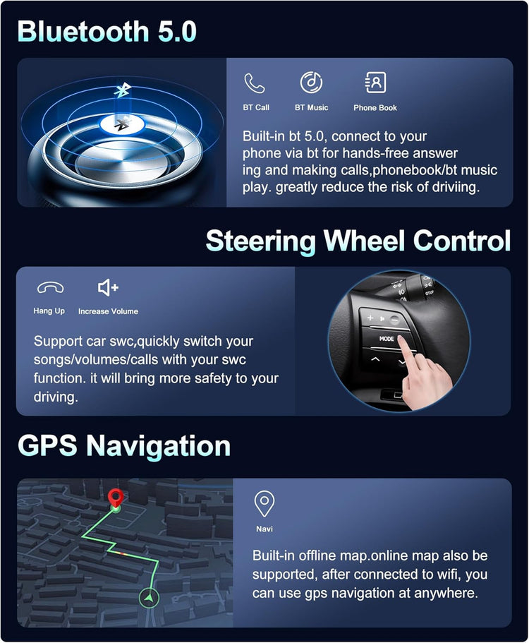 Octa Core 6GB+128GB for Ford Kuga Escape C-Max 2013-2017 Double Din Car Stereo, Android 14 Car Radio Player,9 Inch IPS Touch Screen GPS Navigation Bluetooth Head Unit DSP Car Play Android Auto.
