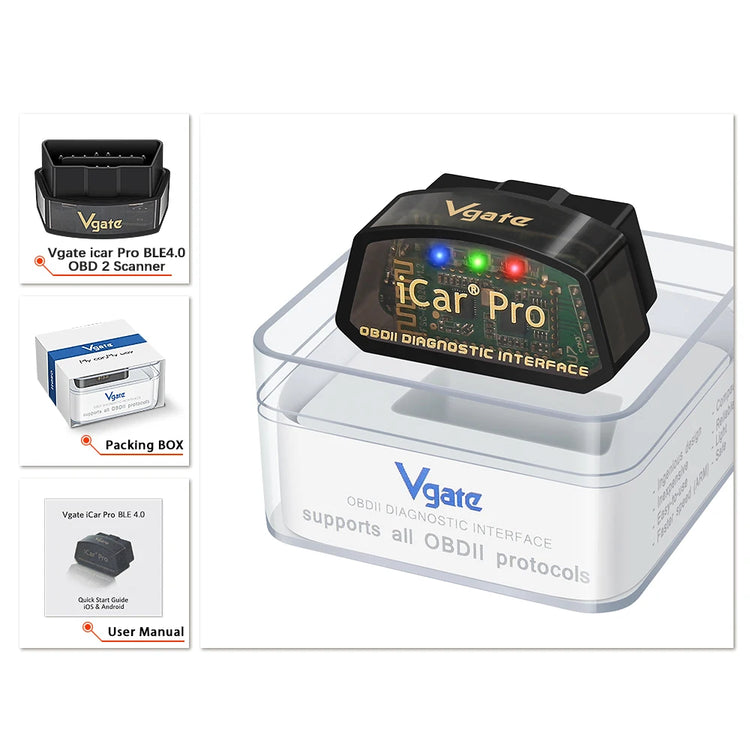 Icar Pro Elm327 V2.3 OBD 2 OBD2 Car Diagnostic Tools WIFI Bluetooth 4.0 for Android/Ios BT3.0 for Android ODB2 Car Scanner.