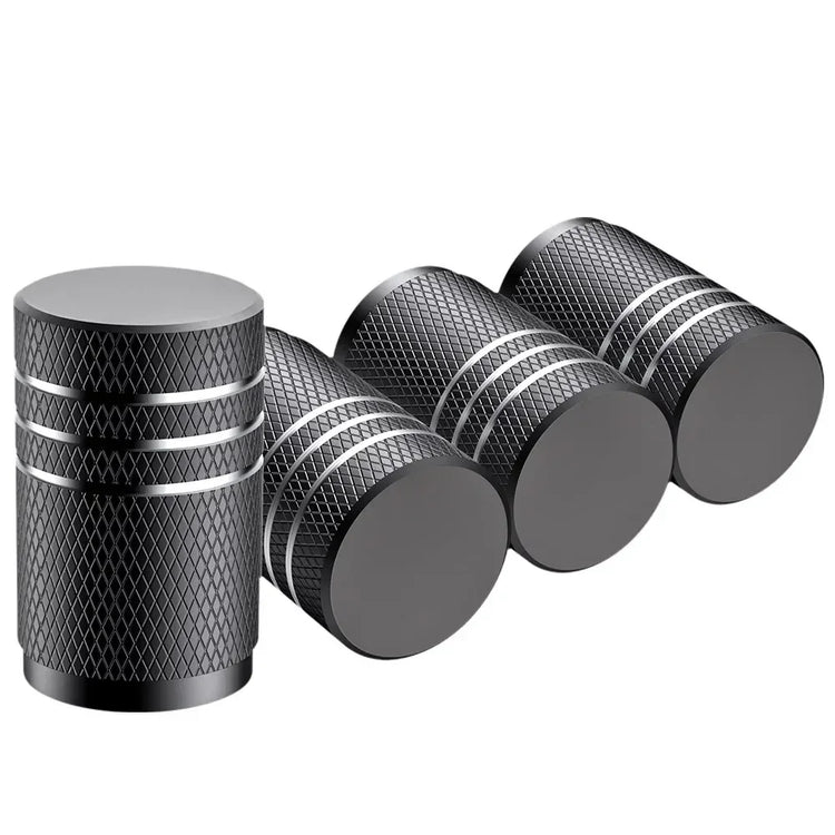 4Pcs Car Tire Valve Stems Cap Knurling Style Tire Valve Cap Aluminum Tire Wheel Stem Air Valve Cap Car Universal Accessories