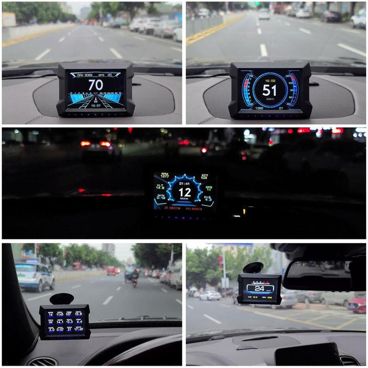2025 New Car Digital GPS Tachometer, Car HUD Head-Up Display, OBD/GPS Smart Meter, Speed, Engine RPM, Voltage Screen, Fault Detection, Clear Fault Code, Hill Descent Meter, Ambient Lighting Multifunctional for Most Vehicles