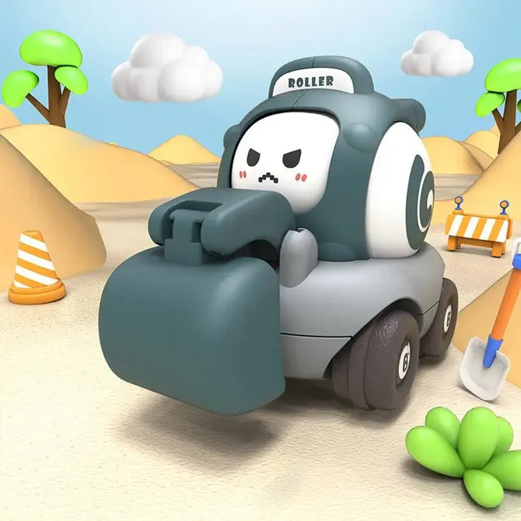 Childrens Cartoon Toy Car Face Changing Whistle Inertia Back Pull Engineering Car Beach Home Fun Car Play Toy for Kids Gifts.