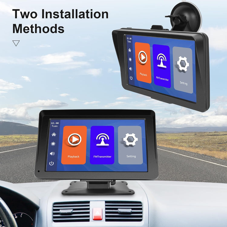 Portable Car Radio Wireless Carplay Screen Android Auto Screen, 7 Inch Touchscreen Bluetooth Portable Car Radio with FM Transmitter Voice Control.