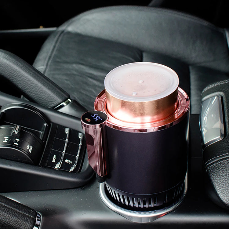 Smart Car 2-In-1 Hot and Cold Cup Drinks Holder Home Fast Refrigeration Cooling/Heating Mini Touch Screen Beverage Mug Drink Can.