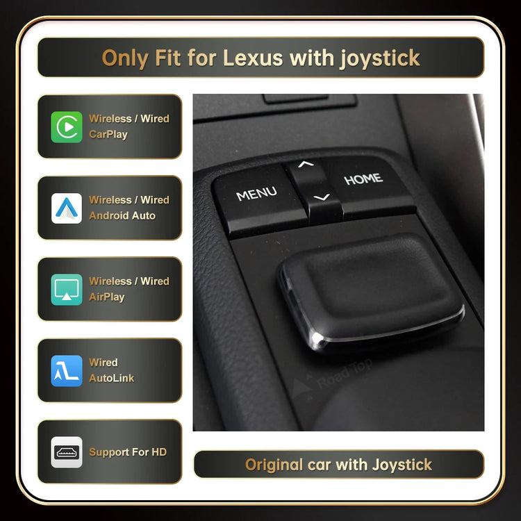 Roadtop Wireless Carplay for Lexus NX RX IS ES GS RC CT LS 2014-2019 with Android Auto Mirror Link Airplay Car Play Functions.