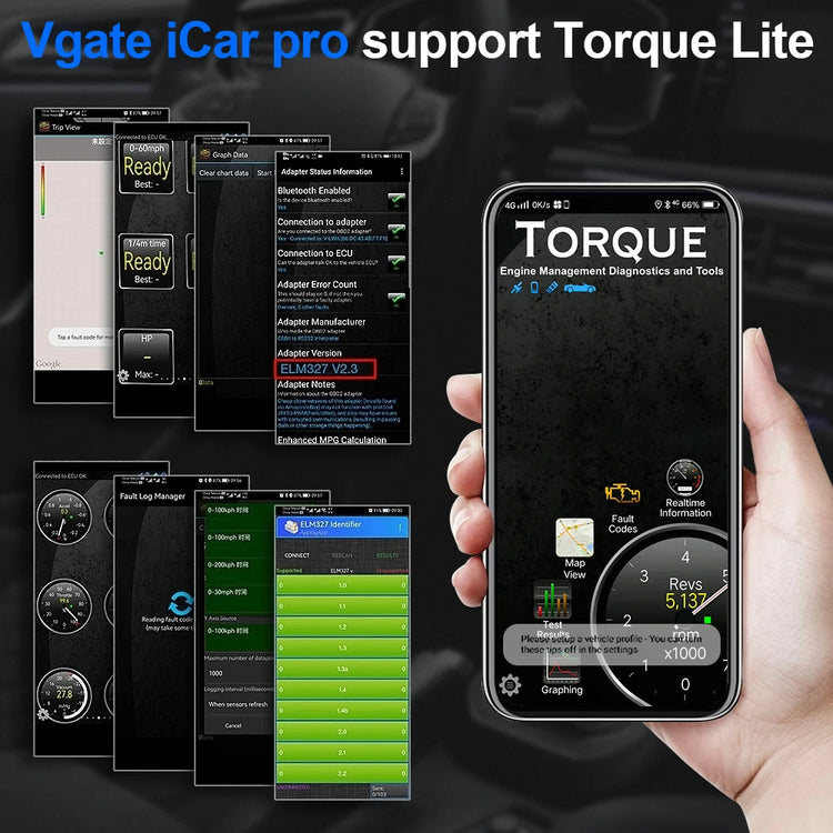 Icar Pro Elm327 V2.3 OBD 2 OBD2 Car Diagnostic Tools WIFI Bluetooth 4.0 for Android/Ios BT3.0 for Android ODB2 Car Scanner.