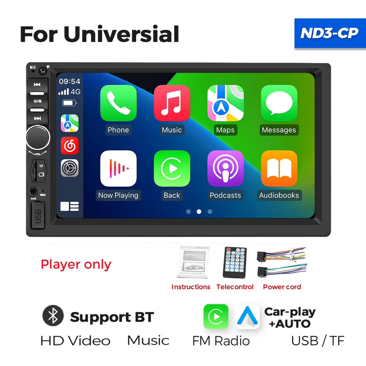 2Din Auto Radio Car Universal Multimedia DVD Player MP5 Wired Carplay Android Auto Mirror Link BT Support Rear View Camera SWC.