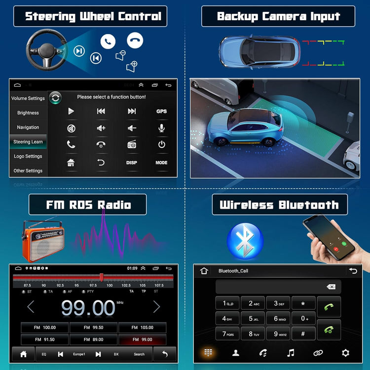 for Ford Focus S-Max Mondeo 9 Galaxy II C-Max Kuga Android Car Stereo Radio Carplay Android Auto 7 Inch Touchscreen Car Radio GPS Navi Wifi Backup Camera Hifi FM RDS SWC.