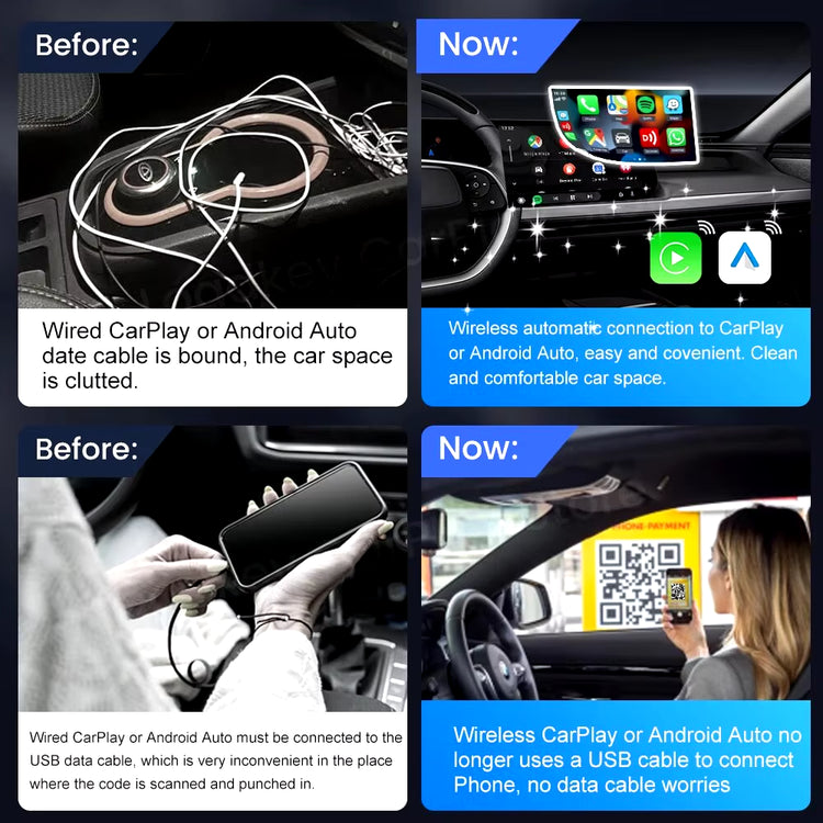 5.0 Wireless Carplay Android Auto Adapter 3 in 1 Wireless Car Adapter for Mazda Toyotal Peugeot Volvo Kia Spotify.