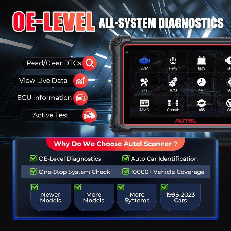 Autel Maxipro MP900E-KIT Car Diagnostic OBD2 Scanner Doip/Can FD, 11 PCS OBD1 Cables ECU Coding, 40+ Services, Active Test, FCA SGW Upgraded of MP808S/MP808BT PRO/MP900