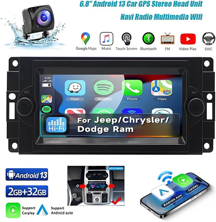 ABS Android 13 232G Car Play Car-Play Multimedia Navigation Android Bluetooth Backup Camera Easy Installation Accurate.