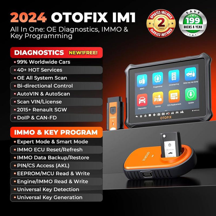 OTOFIX IM1 Key Fob Programmer Car Diagnostic Scan Tool 2 Years Free Update IMMO Functions,Bi-Directional Scanner, All System Diagnostic Scanner for Car,40+ HOT Services,Doip&Canfd