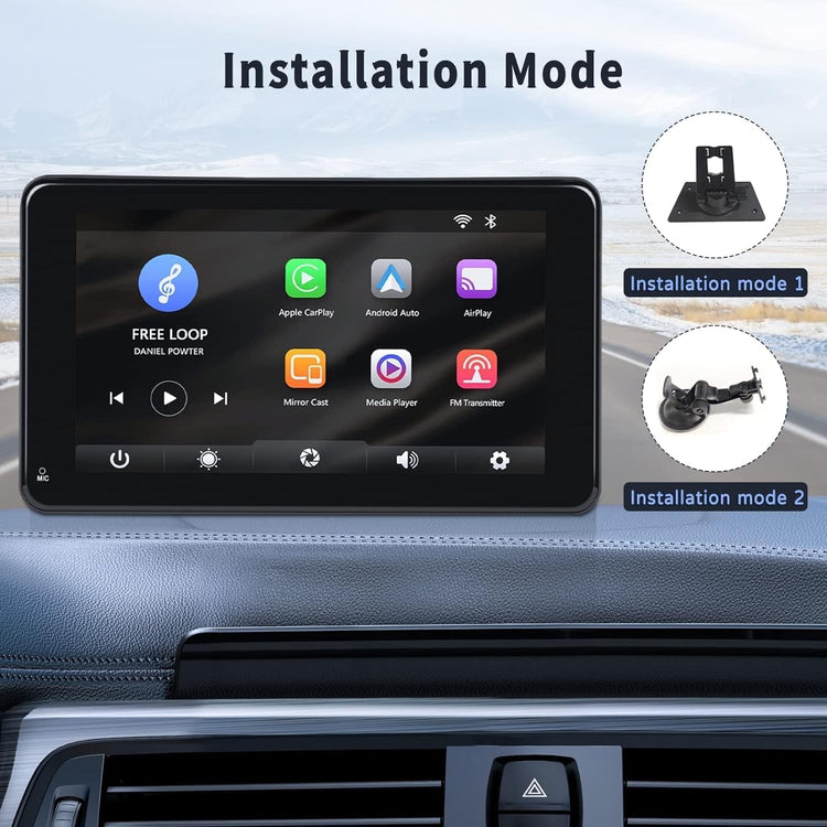 Carplay Screen for Car with Backup Camera + 64GB TF Card, 7 Inch Portable Touch Screen Car Stereo with Wireless Carplay and Android Auto Bluetooth Hands Free Call Mirrorlink/Gps/Siri/Fm/Aux.