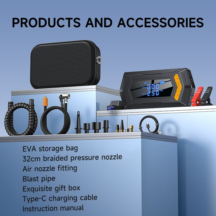 9000A Car Battery Jump Starter Peak Power Bank with Air Compressor Air Blower