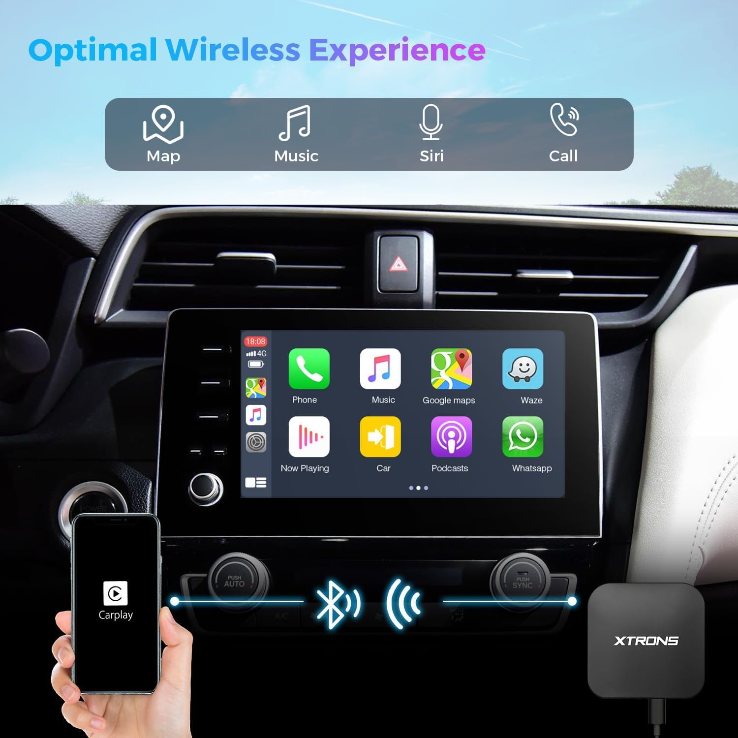 Wireless Adapter for Car Play, Wireless Activator Plug & Play for Iphone, Android Car Stereos Android Auto USB Dongle for Factory Installed Wired Car Play, ACCP05.