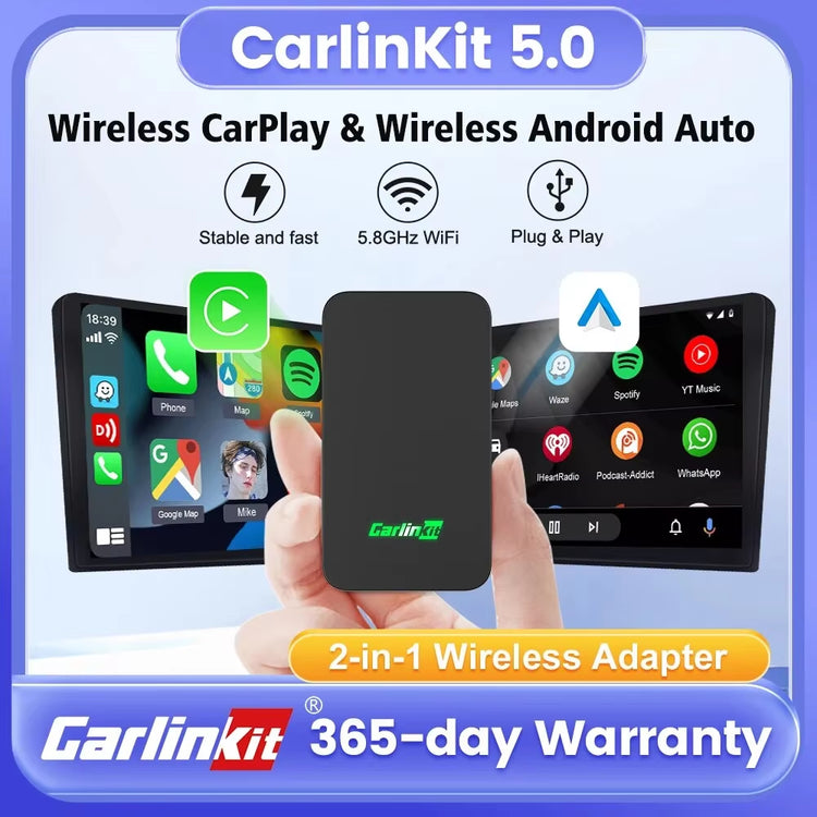 5.0 Wireless Carplay Android Auto Adapter 3 in 1 Wireless Car Adapter for Mazda Toyotal Peugeot Volvo Kia Spotify.