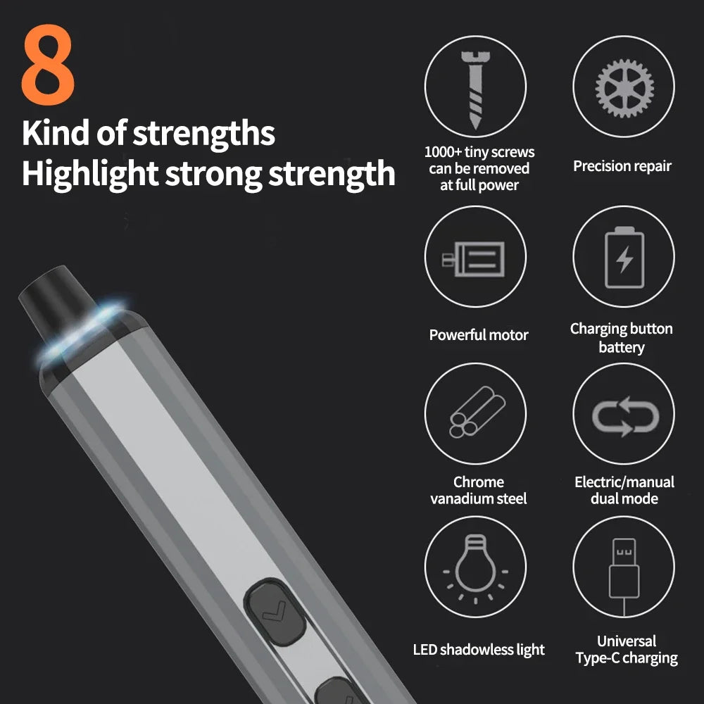 68 in 1 Precision Electric Screwdriver Set Power Tool Kits 5 Torque Magnetic Screw Driver Bits for Eyeglasses Watch Phone Laptop