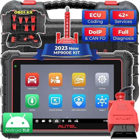 Autel Maxipro MP900E-KIT Car Diagnostic OBD2 Scanner Doip/Can FD, 11 PCS OBD1 Cables ECU Coding, 40+ Services, Active Test, FCA SGW Upgraded of MP808S/MP808BT PRO/MP900