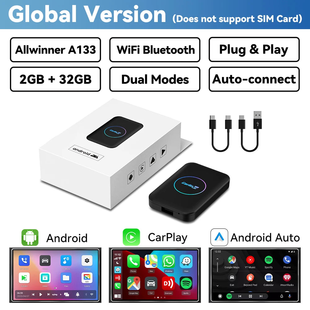 Wireless Carplay Android TV Box 3 in 1 Adapter for OEM Android Auto Car Play Box Multimedia Smart Ai Box Online Video.