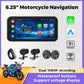6.25" 1560*720 Motorcycle GPS Navigation IP67 Waterproof Display Wireless Car Play Android Auto Moto TPMS Dual 1080P Recording.