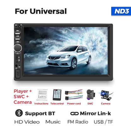2Din Auto Radio Car Universal Multimedia DVD Player MP5 Wired Carplay Android Auto Mirror Link BT Support Rear View Camera SWC.