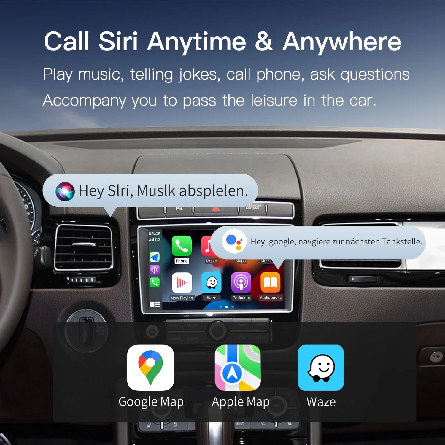 Wireless Carplay Android Auto for Volkswagen Touareg with 8-Inch Screen RNS850 2010-2018 Mirroring Car Play Airplay Multimedia.