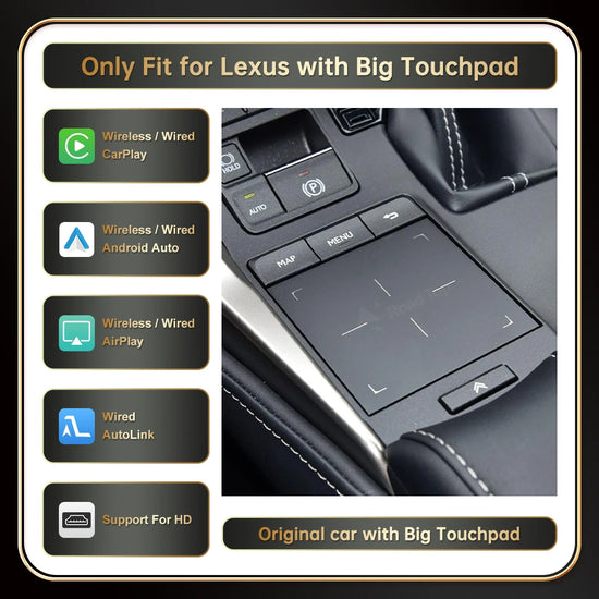 Roadtop Wireless Carplay for Lexus NX RX IS ES GS RC CT LS 2014-2019 with Android Auto Mirror Link Airplay Car Play Functions.