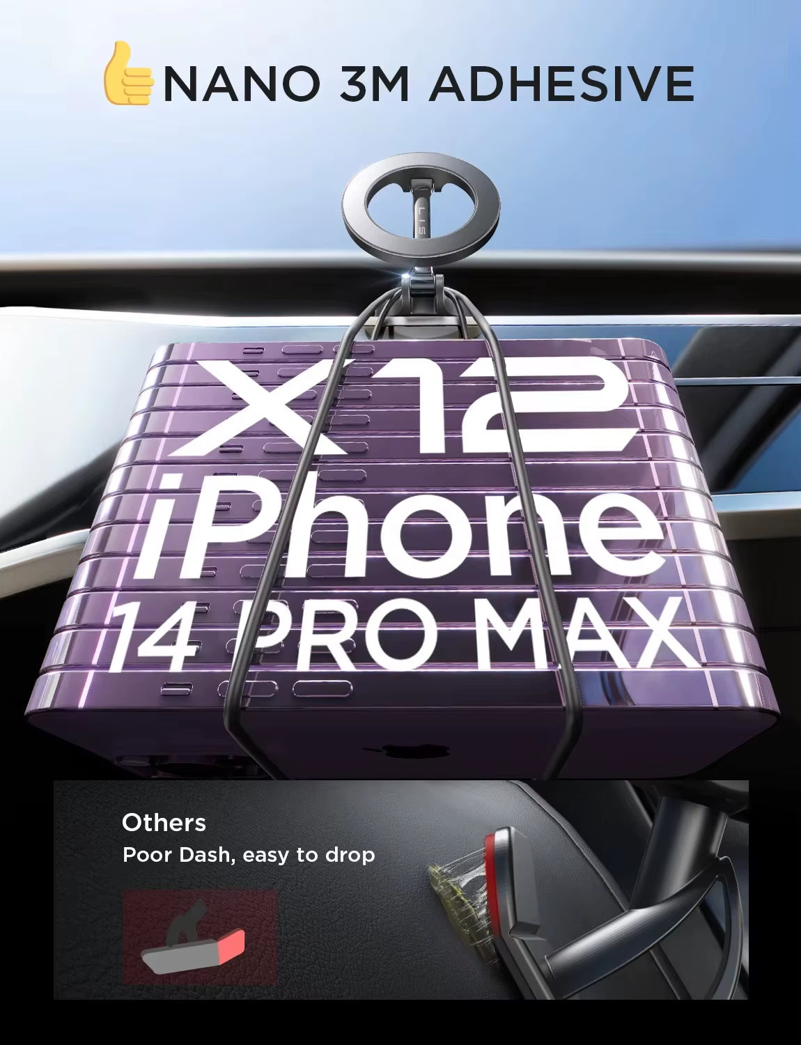 Lisen Car Magnetic Folding Phone Holder Antishake Holder Suction Cup Car Navigation Phone Holder