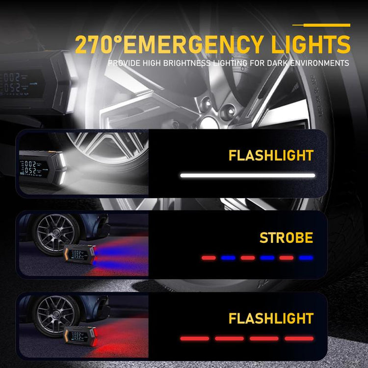 【6-IN-1】 Portable Car Jump Starter with 150PSI Vacuum Extraction Air Compressor, 12V 12000Mah 6000A Car Battery Jump Starter Battery Pack (8L Gas/8L Diesel), Large LCD Display, Father&