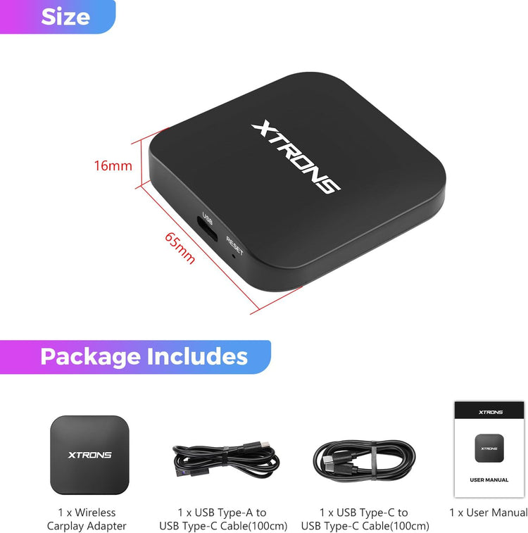 Wireless Adapter for Car Play, Wireless Activator Plug & Play for Iphone, Android Car Stereos Android Auto USB Dongle for Factory Installed Wired Car Play, ACCP05.