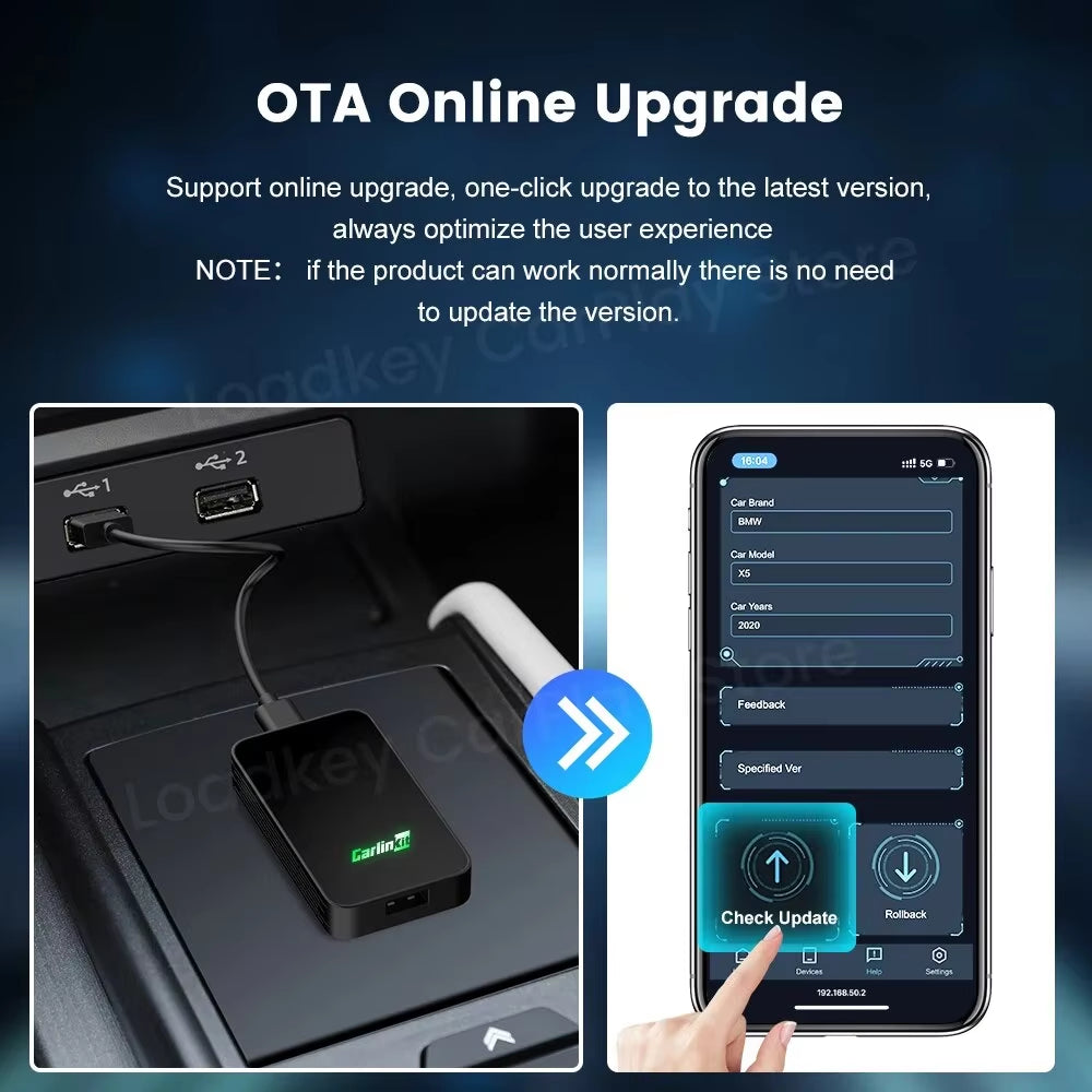 5.0 Wireless Carplay Android Auto Adapter 3 in 1 Wireless Car Adapter for Mazda Toyotal Peugeot Volvo Kia Spotify.