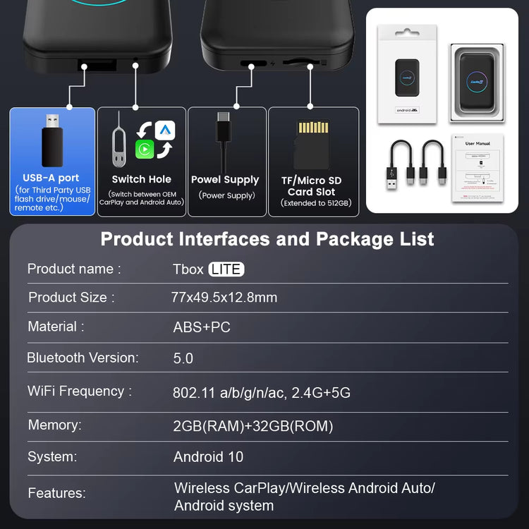 Wireless Carplay Android TV Box 3 in 1 Adapter for OEM Android Auto Car Play Box Multimedia Smart Ai Box Online Video.