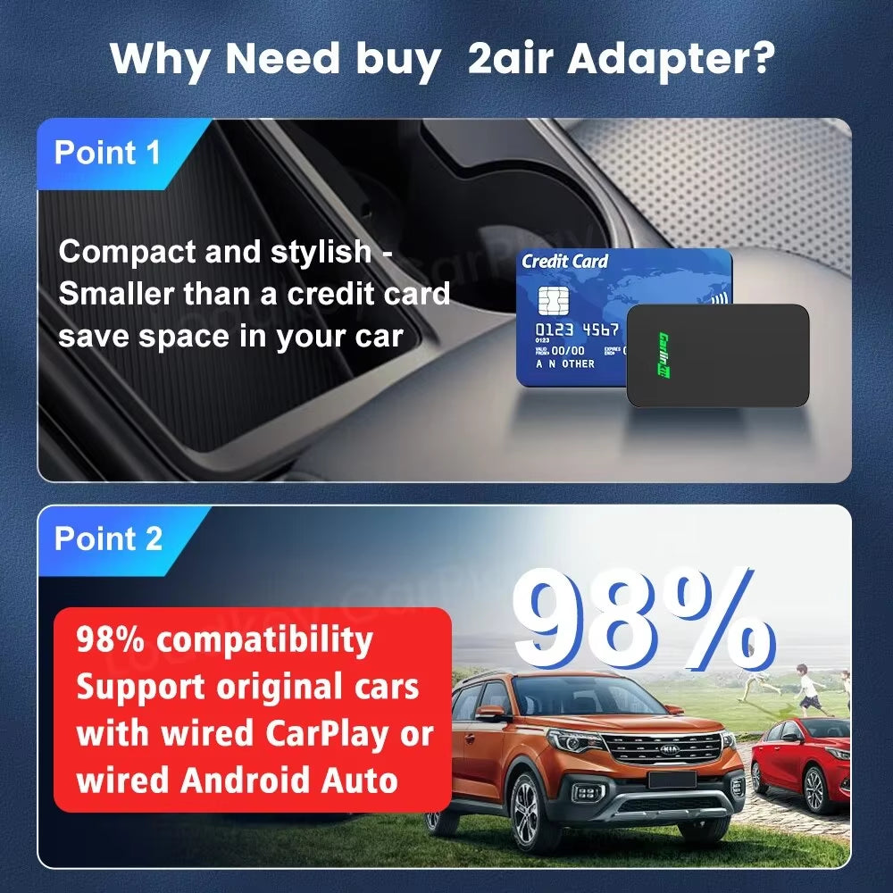 5.0 Wireless Carplay Android Auto Adapter 3 in 1 Wireless Car Adapter for Mazda Toyotal Peugeot Volvo Kia Spotify.