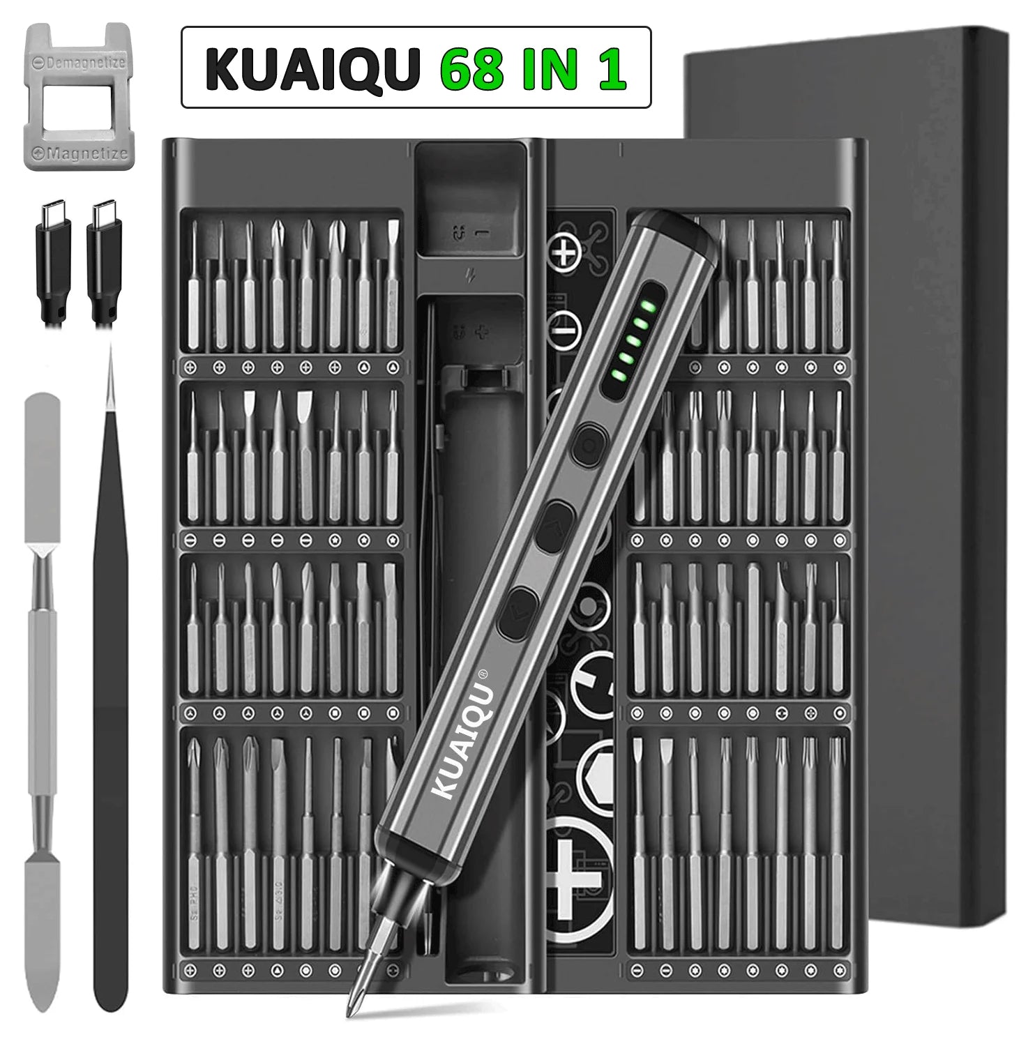 68 in 1 Precision Electric Screwdriver Set 64 Magnetic Bits 5 Torque or 5-In-1Manual Screwdriver Tool Foriphone Watch PC Glasses