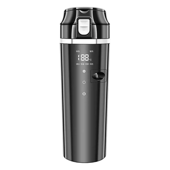 12V/24V Car Heating Cup Smart Temperature Sensor Electric Kettle Stainless Steel Thermos Cup Travel Car Coffee Mug Warmer Bottle
