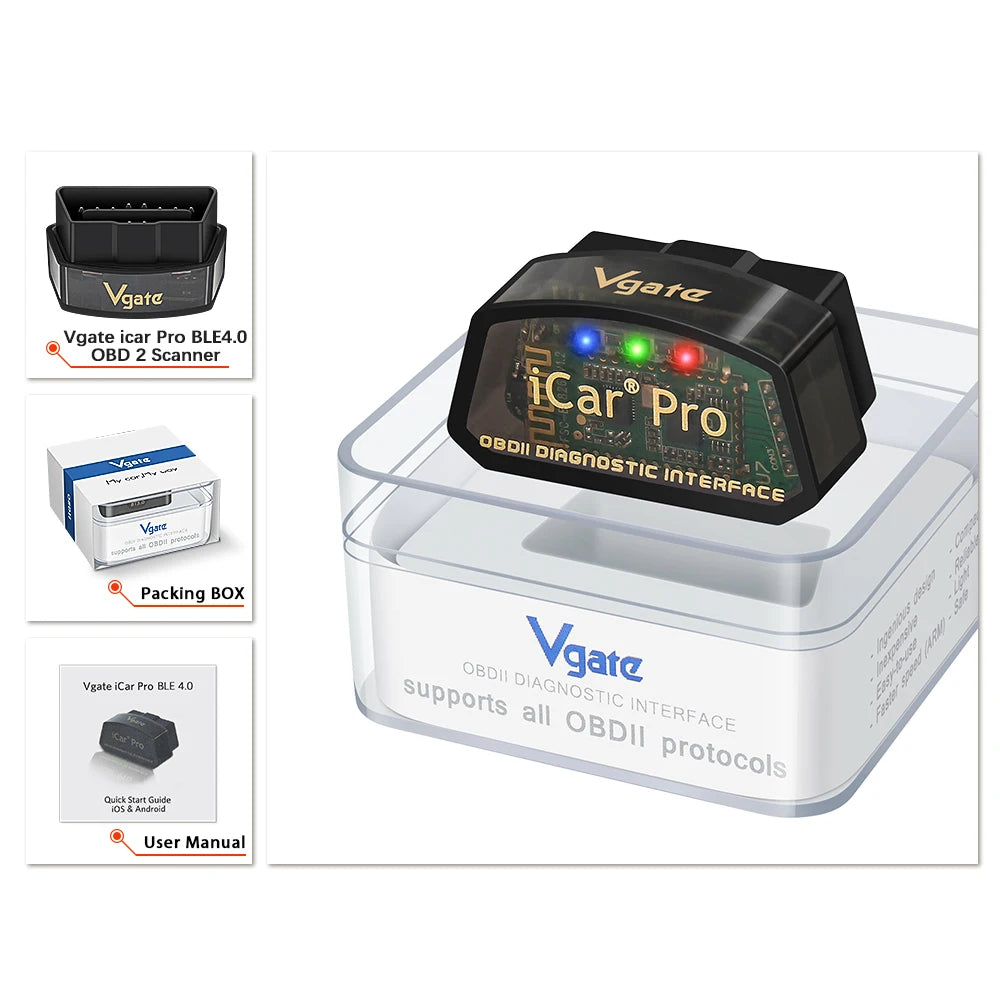 Icar Pro Elm327 V2.3 OBD 2 OBD2 Car Diagnostic Tools WIFI Bluetooth 4.0 for Android/Ios BT3.0 for Android ODB2 Car Scanner.