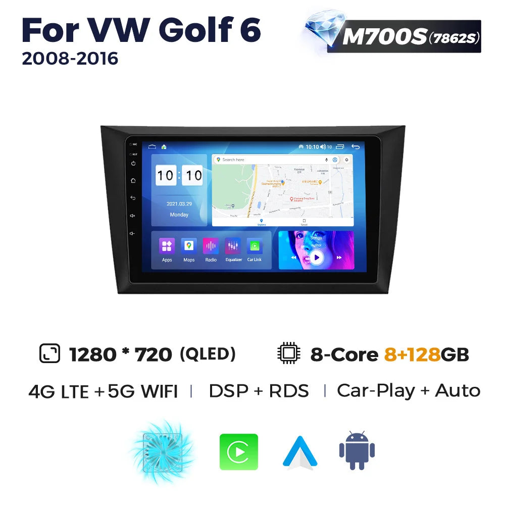 Android 8Core Wireless Car-Play Auto Car Radio Video Multimedia Player for VW Golf 6 2008-2016 GPS Navigation 5G WIFI DSP.