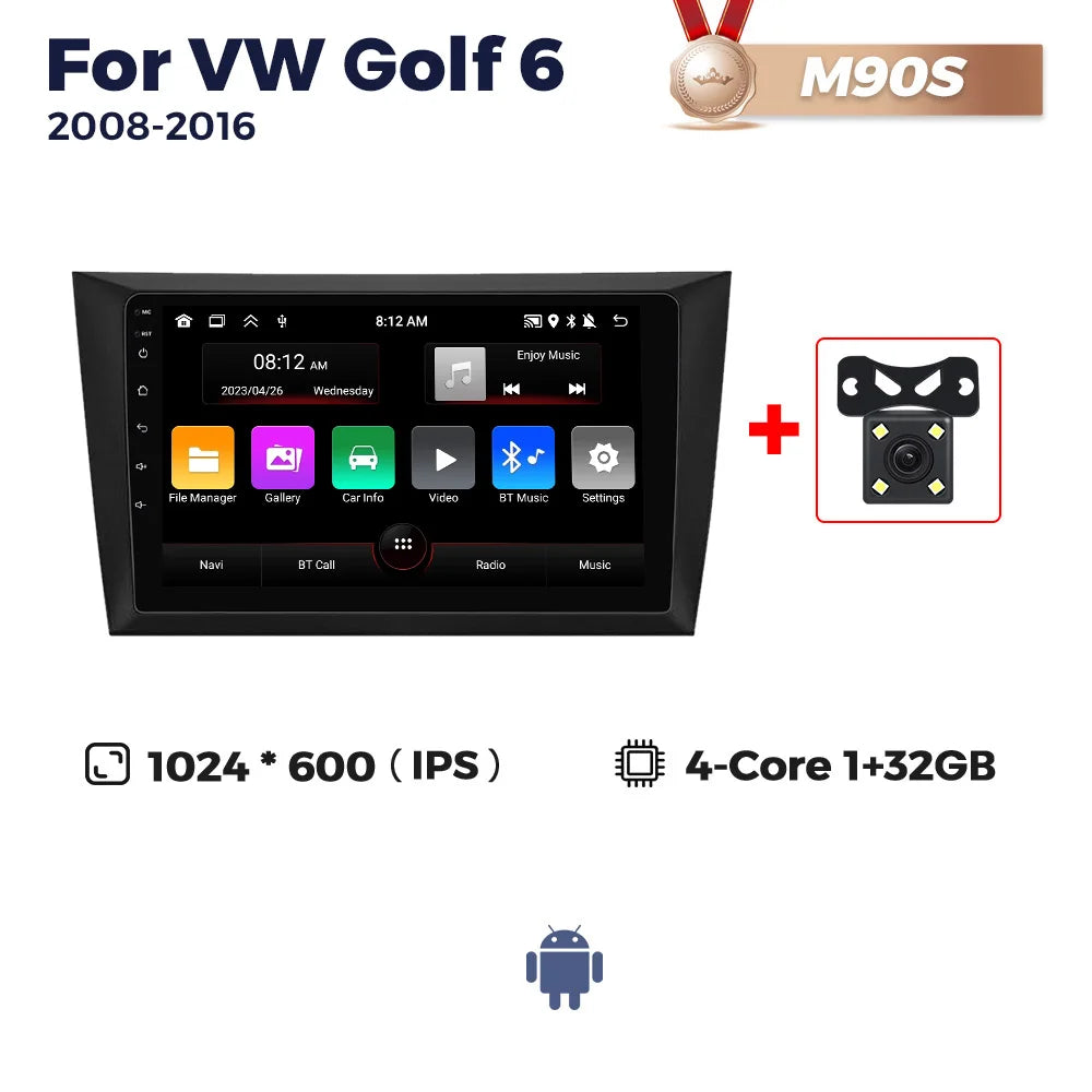 Android 8Core Wireless Car-Play Auto Car Radio Video Multimedia Player for VW Golf 6 2008-2016 GPS Navigation 5G WIFI DSP.