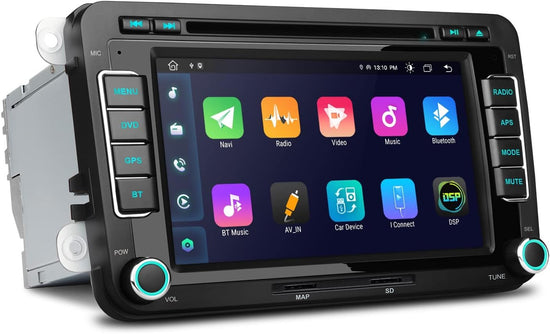 7 Inch Octa Core Double Din Android 13 Car Stereo DVD Player GPS Navigation Built-In 4G WIFI Wireless Car Play DSP RDS Radio A2DP Bluetooth Support AHD Camera DVR Dab+For VW Seat Skoda.