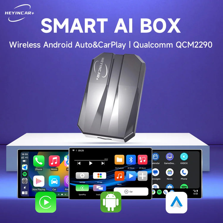 HEYINCAR Carplay Smart Ai Box plus Android Wireless Carplay Android Auto Adapter for Netflix for Youtube Car Play Ai Tv Box.