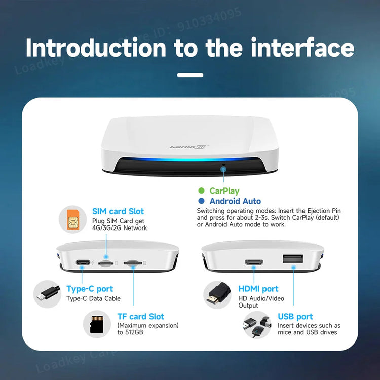 128G  Ai Box Android 13 Wireless Carplay HDMI Output Wireless Adapter Android Auto Car Play Qualcomm 6225 Fota Upgrade.