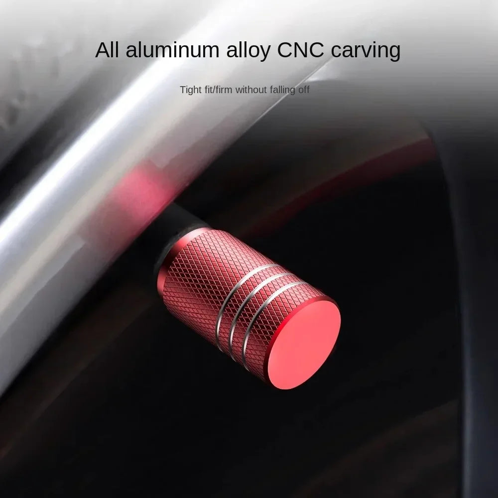 4Pcs Car Tire Valve Stems Cap Knurling Style Tire Valve Cap Aluminum Tire Wheel Stem Air Valve Cap Car Universal Accessories