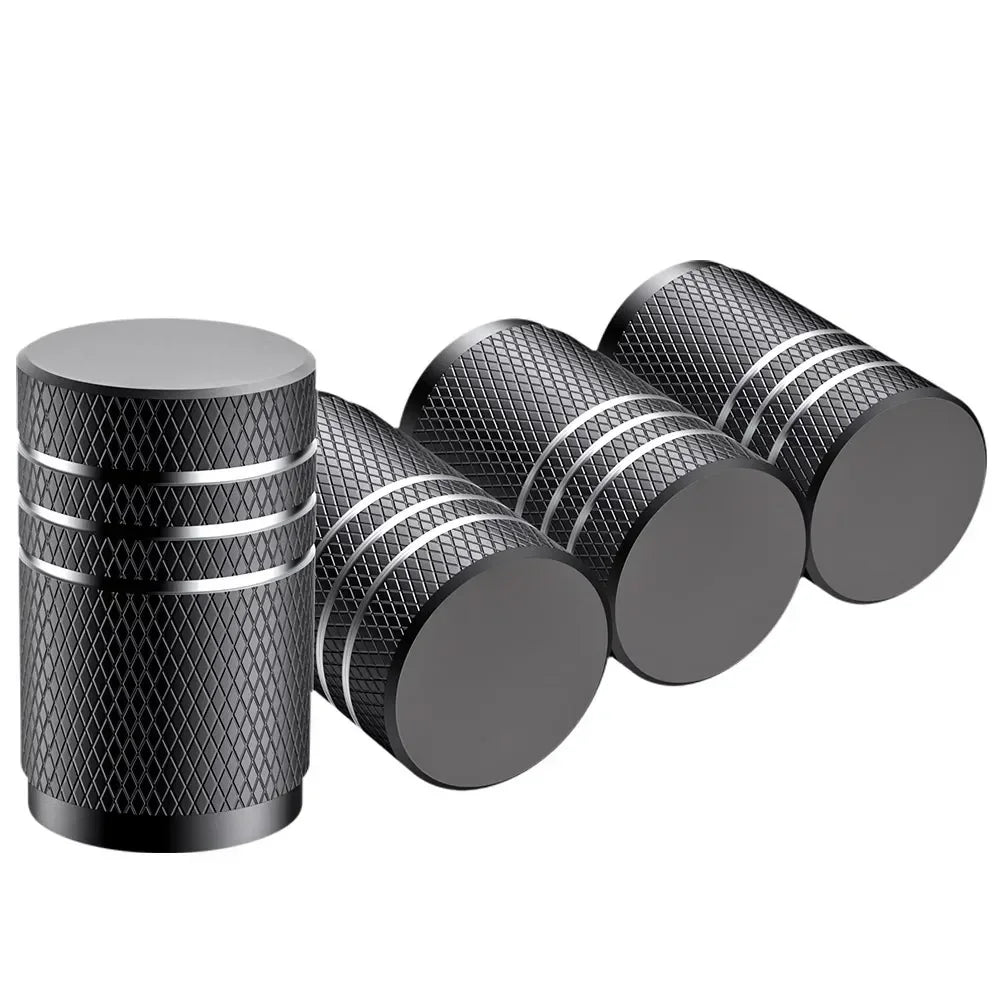 4Pcs Car Tire Valve Stems Cap Knurling Style Tire Valve Cap Aluminum Tire Wheel Stem Air Valve Cap Car Universal Accessories