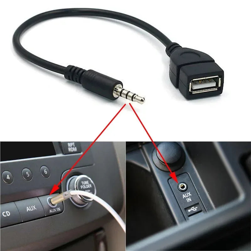 Car MP3 Player Converter 3.5 Mm Male AUX Audio Jack Plug USB 2.0 Female Converter Cable Cord Adapte Alpicool Pioneer Car Audio.
