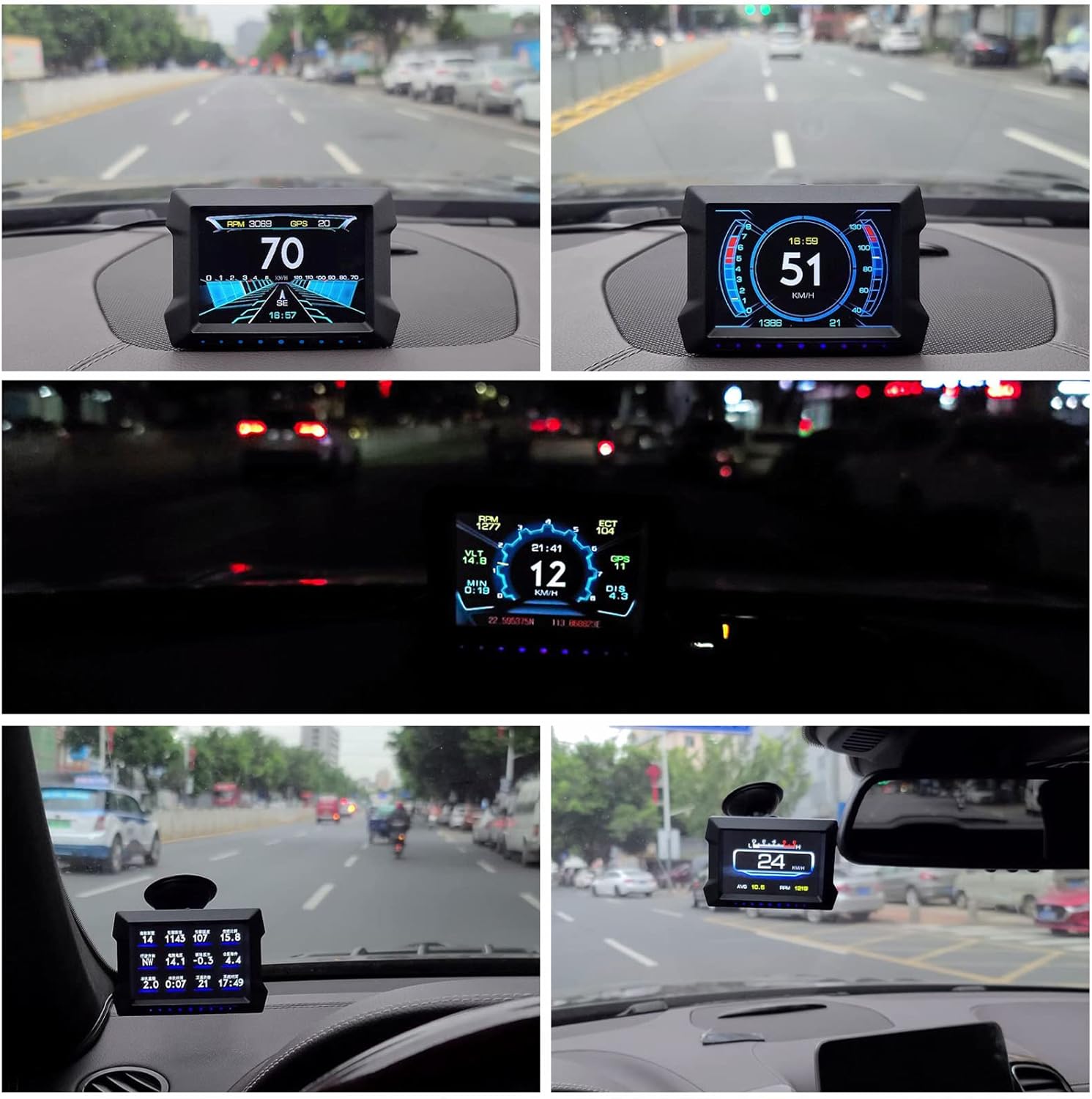 Jemora Multi-Functions Trip Computer P22 Universal Car Head up Display Car Gauge, OBDⅡ Diagnostic and Slope Meter Digital Speedometer Safe Driving Computer Overspeed Alarm for All Vehicles