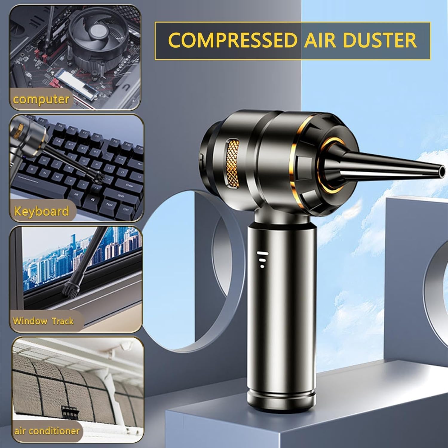 Car Vacuum Cleaner, Handheld Vacuum Cleaner 22000PA High Power, Computer Vacuum Cordless, Compressed Air Duster & Air Blower, Portable Mini Vacuum for PC Keyboard Carpet