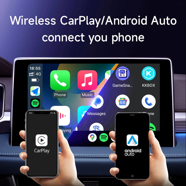 HEYINCAR Carplay Smart Ai Box plus Android Wireless Carplay Android Auto Adapter for Netflix for Youtube Car Play Ai Tv Box.